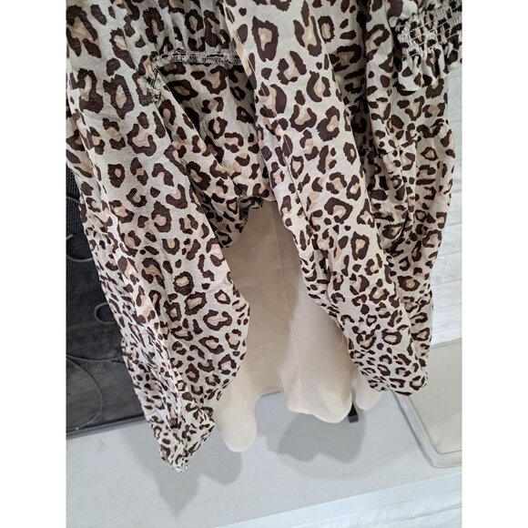 La Ven Babydoll Leopard Print Dress With Ruffle Sleeves & Tie Back Size S NEW - Picture 9 of 12